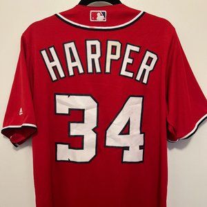 MLB Official Cool Base Jersey, Washington Nationals Red Bryce Harper Men's M